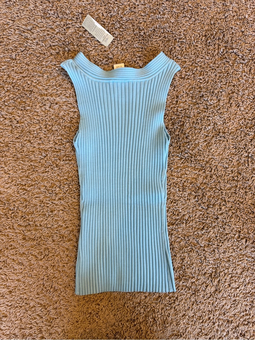 Cache Sleeveless Ribbed Keyhole Tank - Sky Blue - Picture 6 of 6